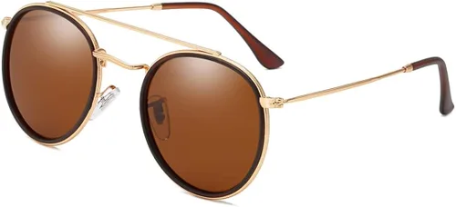 Vista 2 de ZLJSHIHOI -Gafas de sol polarizadas redondas para mujer - Gafas de sol unisex de doble puente