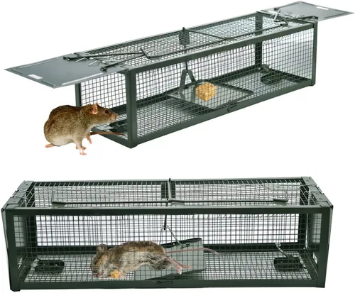 Vista 7 de Jaula de animales humanos con 2 puertas para ratones, hámsters, ardillas, roedores, control de gopher de 15.2 x 4.9 x 4.2 pulgadas.