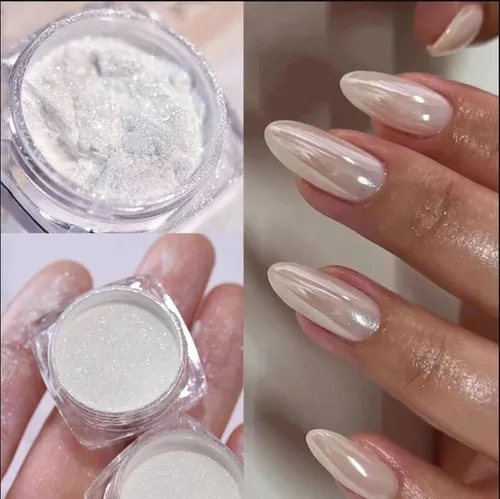 Vista 5 de 1 caja de uñas láser con purpurina de pavo real, polvo láser, polvo para uñas, pigmento cromado, oro rosa, plata, mezcla de uñas, lentejuelas