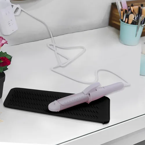 Vista 8 de 1 Paquete de Funda de Silicona Resistente al Calor para Alisador de Cabello, Rizador, Plancha Plana y Herramientas Calientes para el Cabello Negro