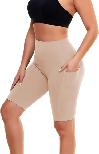 Vista 23 de Biker Shorts for Women with Pockets - 8"/5"/3" Booty Black Spandex Shorts Verde militar