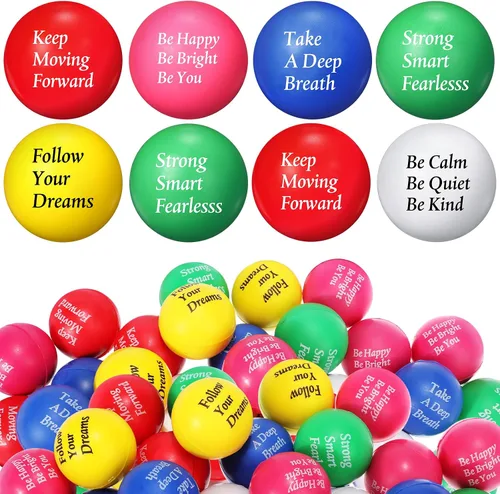 Vista 11 de Aoriher - 36 bolas antiestrés con citas motivacionales para adultos, color verde claro