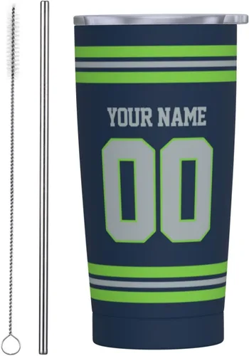 Vista 15 de Arizona - Vaso aislado personalizado con número de nombre, vasos de fútbol personalizados con pajita, taza de viaje personalizada para café, regalos