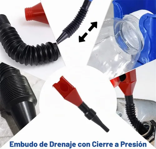 Vista 4 de Embudo de plástico retráctil para cambio de aceite para automóviles y motocicletas (A-Blue+White)