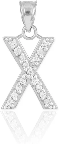 Vista 40 de Claddagh Gold . Collar con colgante de letra inicial de plata de ley 925 con circonita cúbica - Elección de tamaños