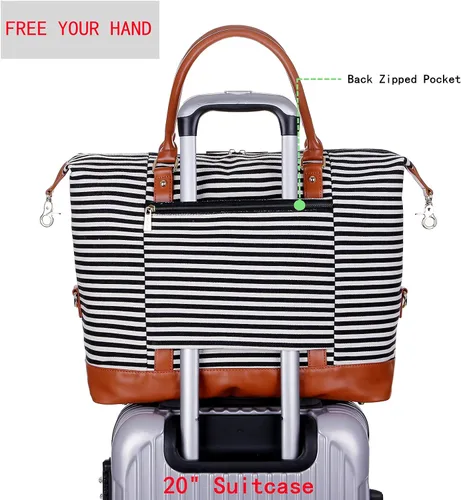 Vista 3 de BAOSHA HB-28 - Bolsa de lona para mujer para la noche o el fin de semana, Negro, Moderno Equipada