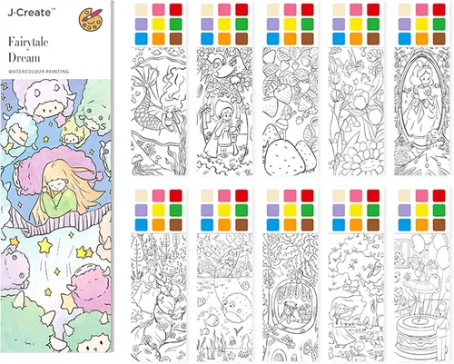 Vista 11 de Juego de papel para colorear de acuarela, todo en un bolsillo, libro de pintura de acuarela, artes y manualidades creativas para adultos Serie Animal