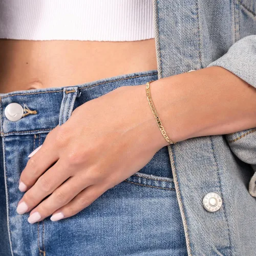 Vista 2 de Barzel Pulsera de cadena de eslabones marineromarina plana chapada en oro de 18 quilates - Hecho en Brasil