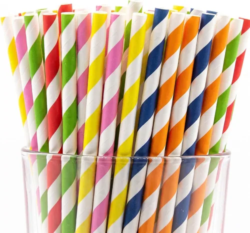 Vista 42 de Paquete de 150 pajitas de papel biodegradables de 4 capas de cheurón rosa bebé (compostables, no tóxicas, sin BPA)