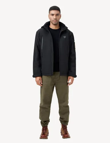 Vista 7 de Chaqueta térmica para hombre con capucha desmontable, impermeable para invierno al aire libre (batería incluida) (EE.UU., Alpha, L, regular, negro)