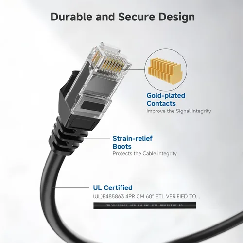 Vista 4 de Cable Matters - Cable Ethernet Cat 6 sin enganches de 10 Gbps, cable corto Cat 6, cable Cat6, cable Ethernet, negro