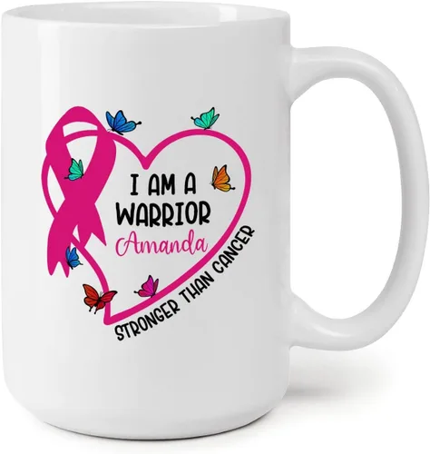 Vista 12 de Taza personalizada para sobrevivientes de cáncer, taza de cáncer de mama, taza de cinta rosa, regalo para sobreviviente de cáncer de mama, taza
