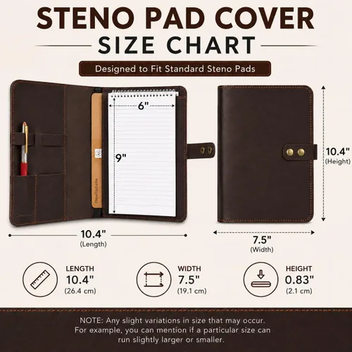 Vista 6 de Funda de cuero rústico para cuaderno de esteno en espiral de 6 x 9 pulgadas, cubierta Cahier recargable hecha a mano, organizador de cuero
