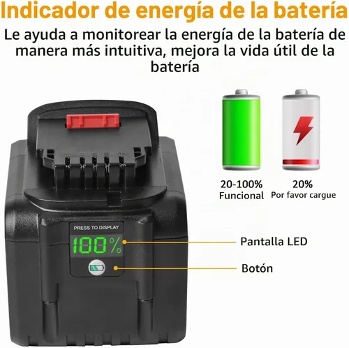 Vista 2 de Waitley - Batería de repuesto de 20 V y 9.0 Ah compatible con herramientas Dewalt Lithium-Ion Battery Compatible With Dewalt DCB209 DCB200 20V