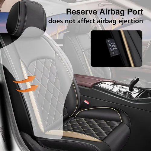 Vista 4 de Funda de asiento delantero compatible con Hyundai Tucson 2010-2024 2025, fundas de asiento de automóvil de cuero de lujo compatible con bolsa