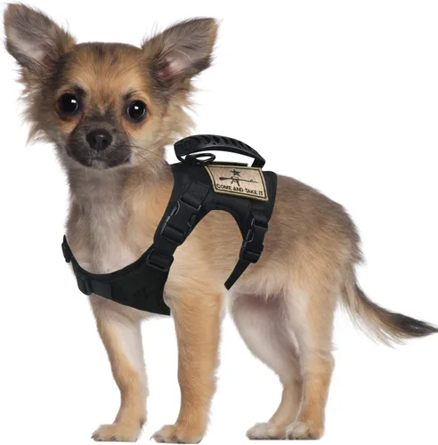 Vista 13 de Arnés táctico de entrenamiento para perros, chaleco de trabajo al aire libre, ajustable, militar, Molle, arnés con mango de goma (XS (paquete de 1)