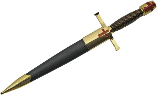 Vista 5 de Szco Supplies 15,5" réplica de oro medieval cruzada daga con vaina