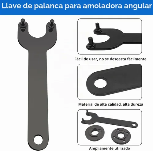 Vista 3 de Kit de 3 llaves de brida angular, amoladora angular, tuerca de bloqueo de metal de brida 5/8-11, piezas de repuesto para amoladoras angulares