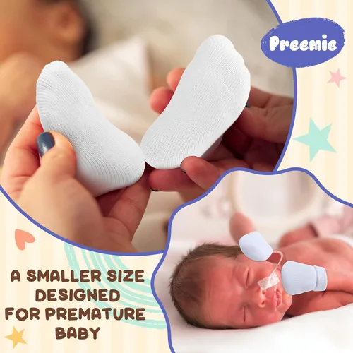 Vista 6 de Jeyiour 30 pares de guantes y calcetines prematuros para bebés prematuros, guantes y mitones para bebés prematuros, calcetines y manoplas para bebés