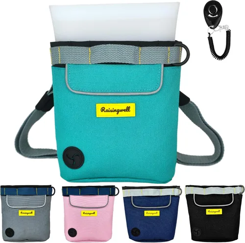 Vista 9 de Bolsa de premios para perros Raisingwell para caminar y entrenar con clicker, bolsa de silicona de 2 tazas, pequeña riñonera para cachorro, kit