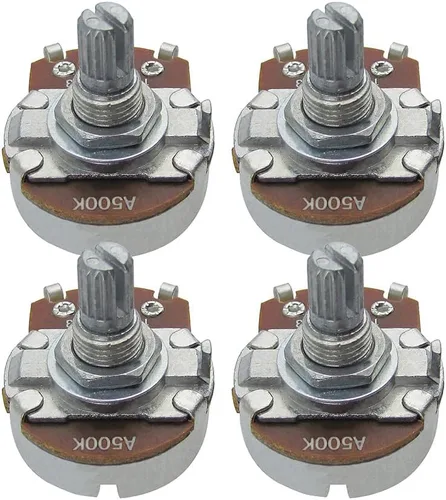 Vista 5 de FLEOR Potenciómetro cónico de audio con eje de 0.709 in, 4 piezas, tamaño completo, para guitarra, A250K
