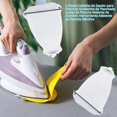 Vista 7 de FQTANJU 2 piezas de funda para zapatos de planchado, accesorios de planchado, suela de hierro, herramienta de asistente de hierro eléctrico
