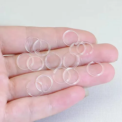 Vista 8 de 60 retenedores de plástico antialérgicos de calibre 20, aros de nariz unisex, transparentes, negros, para orejas sensibles y piel