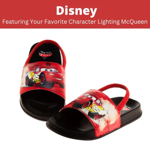 Vista 2 de Disney Minnie Mouse, Encanto, Mickey, Lightning McQueen, Frozen Elsa Anna Girl - Sandalias de verano para niños con correa trasera para la playa
