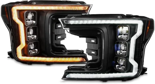 Vista 2 de AKKON - Compatible con Ford F150 2018 2019 2020 [LED completo] Modelo halógeno negro con tira de señal LED secuencial Switchback Proyector Faros