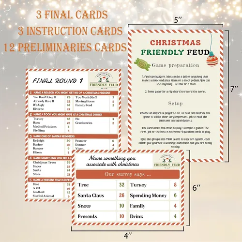 Vista 2 de QOFO Juego de feud amigable para Navidad: el divertido juego de adivinar las mejores respuestas, juegos de pelea para adultos, juegos de fiesta