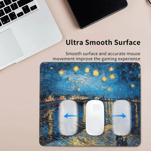 Vista 6 de Alfombrilla de mouse rectangular lavable, alfombrilla antideslizante con borde cosido de primera calidad, 7.9 x 9.5 pulgadas para juegos, oficina