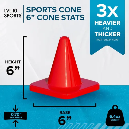 Vista 2 de LVL10 Pro - Conos de entrenamiento de fútbol de 6 pulgadas para deportes, para ejercicios de baloncesto, fútbol, baloncesto y agilidad, marcadores