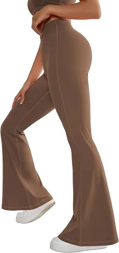 Vista 4 de SUUKSESS Leggings acampanados para mujer, pantalones de yoga de cintura alta con corte de bota y levantamiento de glúteos