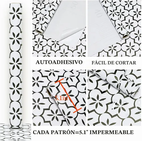 Vista 3 de GloryTik Papel tapiz blanco y negro, diseño geométrico de enrejado, para despegar y pegar, moderno, autoadhesivo, extraíble, impermeable