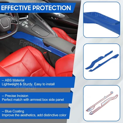 Vista 4 de Armrest Box Side Panel Trim Cover Compatible with Chevrolet Corvette C8 2020-2026, ABS Driver Side Panel Trim, Co-Pilot Side Center Console Cover