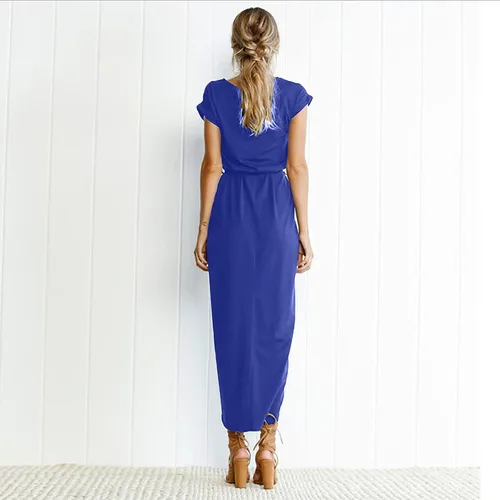 Vista 3 de Vestidos largos y holgados para mujer estilo bohemio ajustados de ajuste holgado para Acción de Gracias vestidos de jersey con tirantes delgados