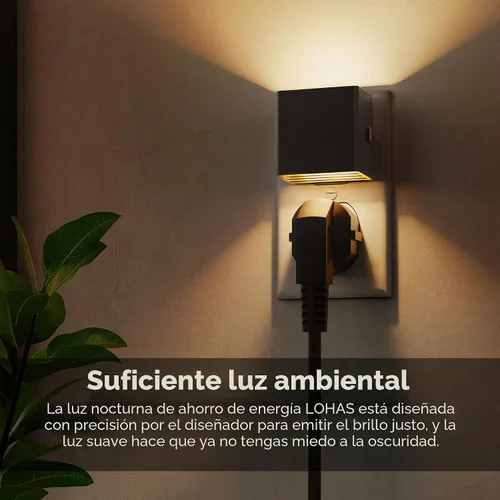 Vista 5 de L LOHAS - Luz nocturna LED enchufable a la pared, sensor de atardecer a Negro