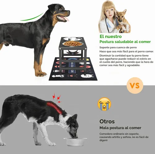 Vista 2 de ADENGL Cuenco elevado de metal para perros, soporte elevado para comedero de perros de 10" de alto con 2 cuencos de acero inoxidable de 42oz