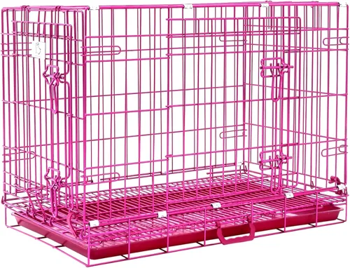 Vista 14 de HOMEY PET 61 cm Caja para perros de diseño plegable de color dorado para cachorros Ertra de tamaño pequeño con rejilla de suelo extraíble y bandeja