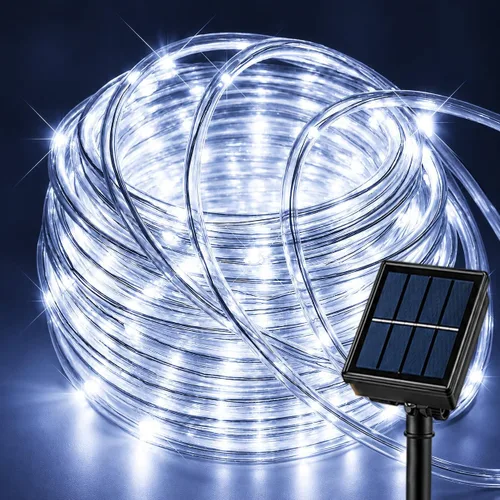 Vista 14 de LairtPOW Cuerda de luz solar impermeable IP65 de 39 pies, 100 luces LED para exteriores, luces solares para exteriores, para fiestas, jardín, patio