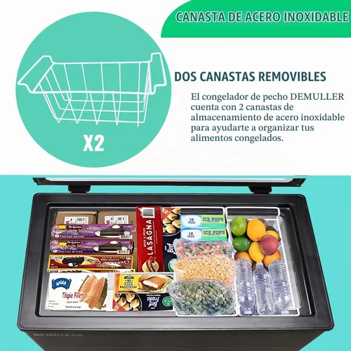 Vista 2 de Congelador profundo de 4.0 pies cúbicos con control electrónico, congeladores independientes con 2 cestas colgantes de acero inoxidable, mini