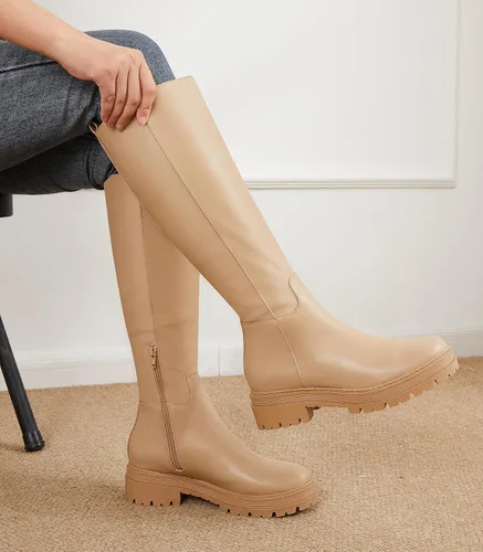 Vista 3 de Botas de plataforma hasta la rodilla para mujer, tacón grueso, cremallera lateral, botas de otoño e invierno