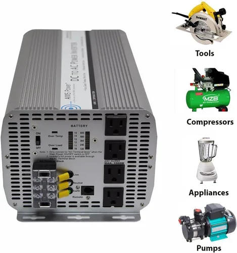 Vista 5 de AIMS Power inversor de corriente sinusoidal modificado, 12 vDC