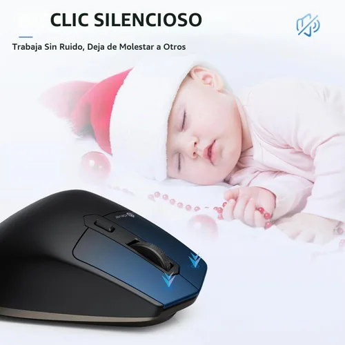 Vista 7 de iClever Ratón inalámbrico con Bluetooth o receptor USB, 5 niveles de DPI ajustables hasta 2400DPI, ratón recargable para computadora, ratón