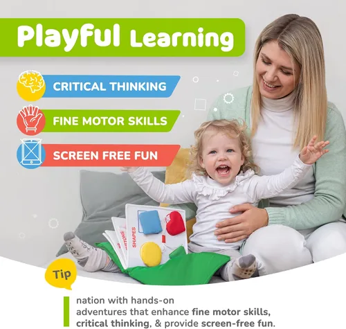 Vista 7 de deMoca - Juguete montessori, libro para bebés - Juguetes para niños pequeños - Juguete de viaje - Juguete educativo con actividades para niños