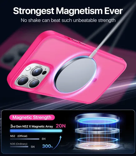 Vista 3 de Funda magnética para iPhone 12/iPhone 12 Pro, compatible con MagSafe, protección contra caídas de grado militar, a prueba de golpes, translúcida