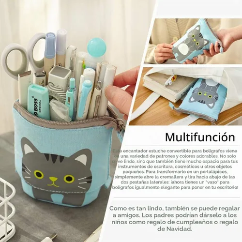 Vista 5 de EASTHILL Estuche para lápices de gran capacidad, bolsa organizadora con gran almacenamiento para Bullet Journal Azul