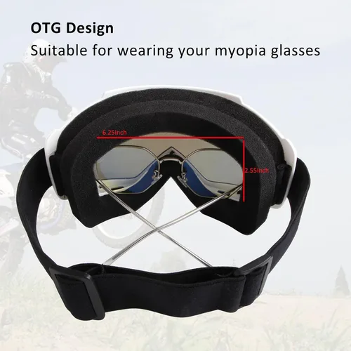 Vista 6 de Paquete de 2 gafas para motocicleta, ATV Dirt Bike Motocross, accesorios de equitación para hombres y mujeres, gafas de esquí con cuello