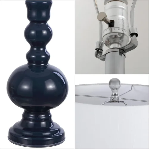 Vista 5 de JONATHAN Y Juego de 2 lámparas de mesa de cristal azul marino de 28.5 pulgadas para decoración de sala de estar, dormitorio, lámparas de noche