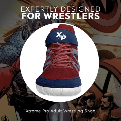 Vista 6 de Xtreme Pro Captain America Kids and Adult Wrestling Shoe's Air Mesh Easy StrapLace Cover Foam Sock Liner (RedBlueWhite)